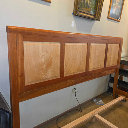 Cherry Two-Tone Wood King Bed Frame