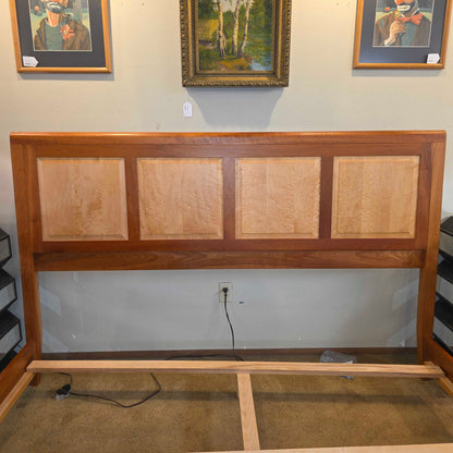 Cherry Two-Tone Wood King Bed Frame