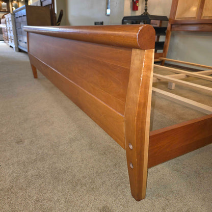 Cherry Two-Tone Wood King Bed Frame