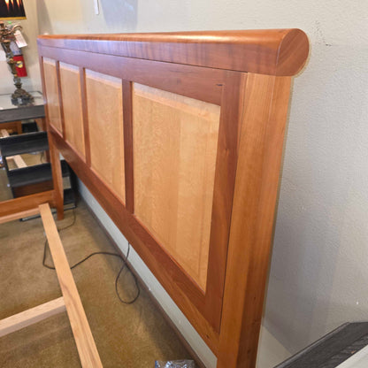 Cherry Two-Tone Wood King Bed Frame
