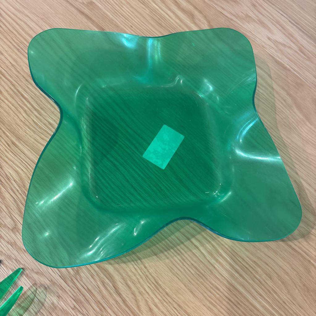 1980's Twisted Green Salad Bowl & Untensils