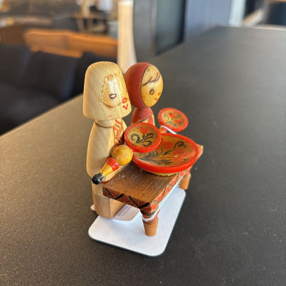 Vintage Wooden Hand Painted Russian Folk