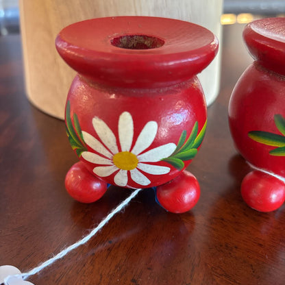 Set of 2 Hand Painted Swedish Candle Holders
