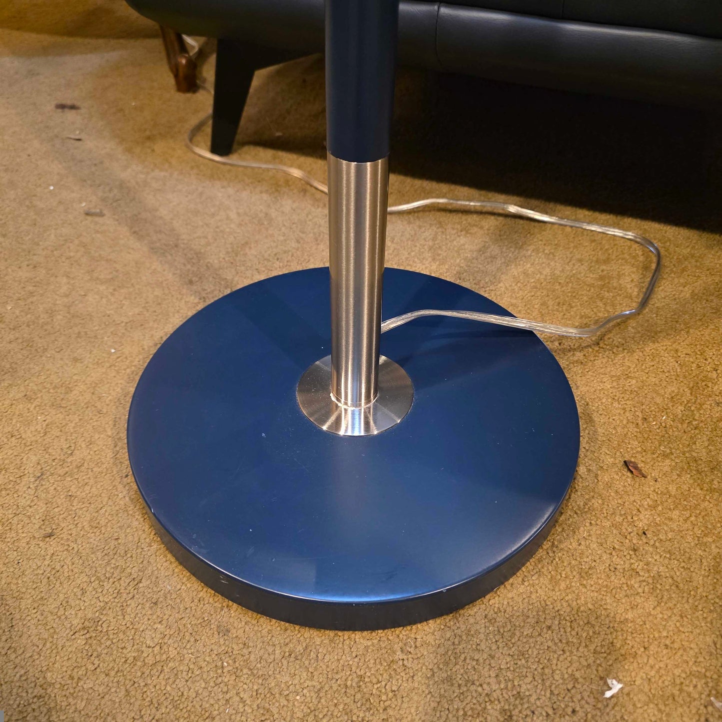 Navy Blue Floor Lamp with Attached Round Side Table