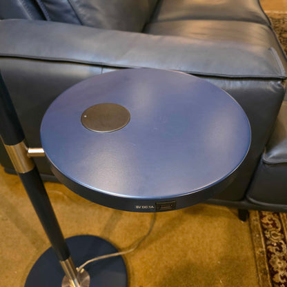 Navy Blue Floor Lamp with Attached Round Side Table