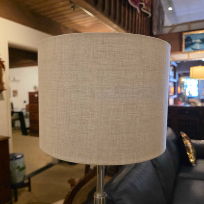 Navy Blue Floor Lamp with Attached Round Side Table