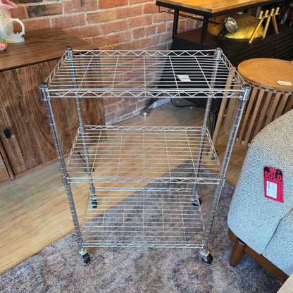 3 Tier Wire Storage Shelf with Wooden Top