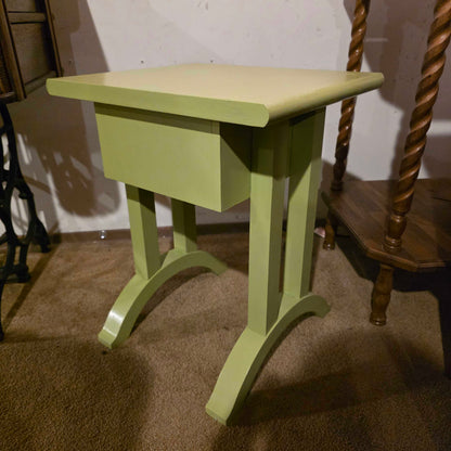 Low Grass Green-Painted 1 Drawer Nightstand