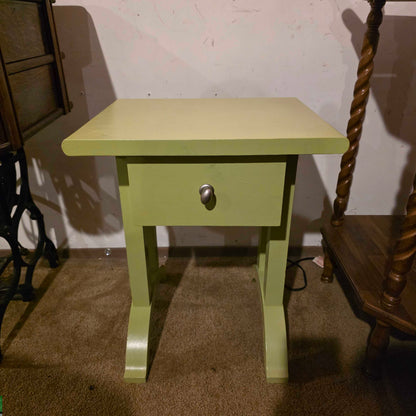 Low Grass Green-Painted 1 Drawer Nightstand