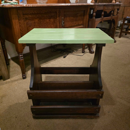 Small Wooden Magazine Table with Green Top