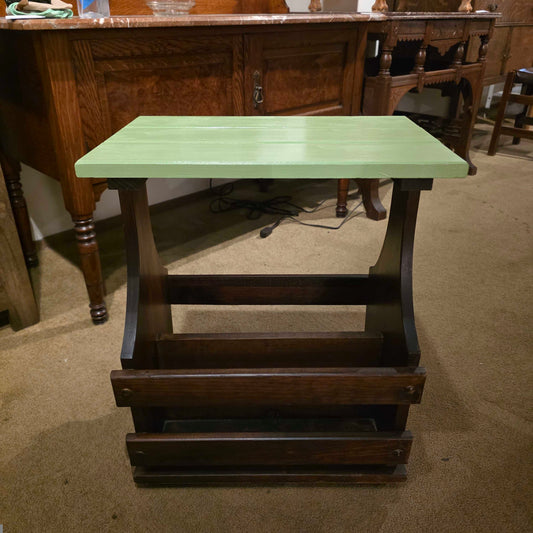 Small Wooden Magazine Table with Green Top