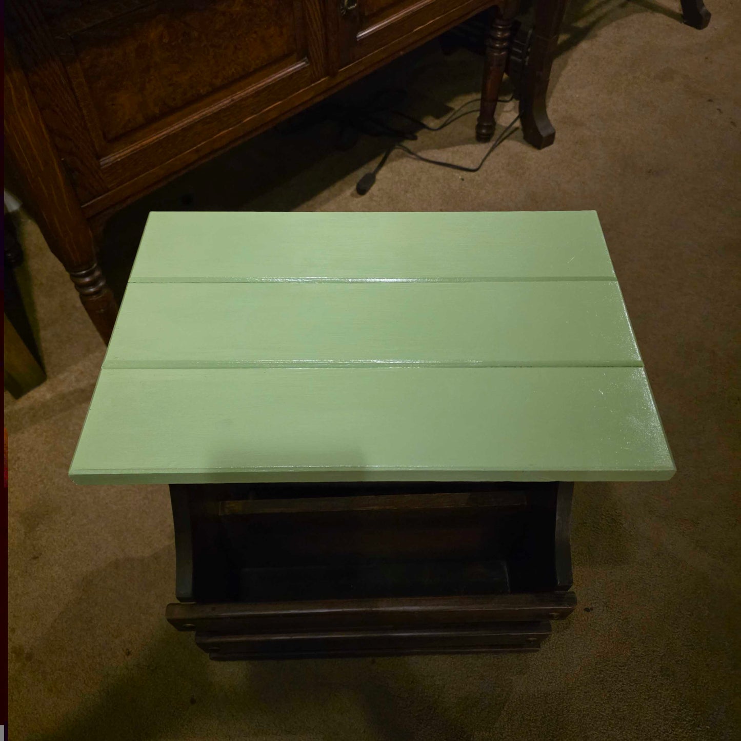 Small Wooden Magazine Table with Green Top