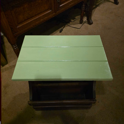 Small Wooden Magazine Table with Green Top