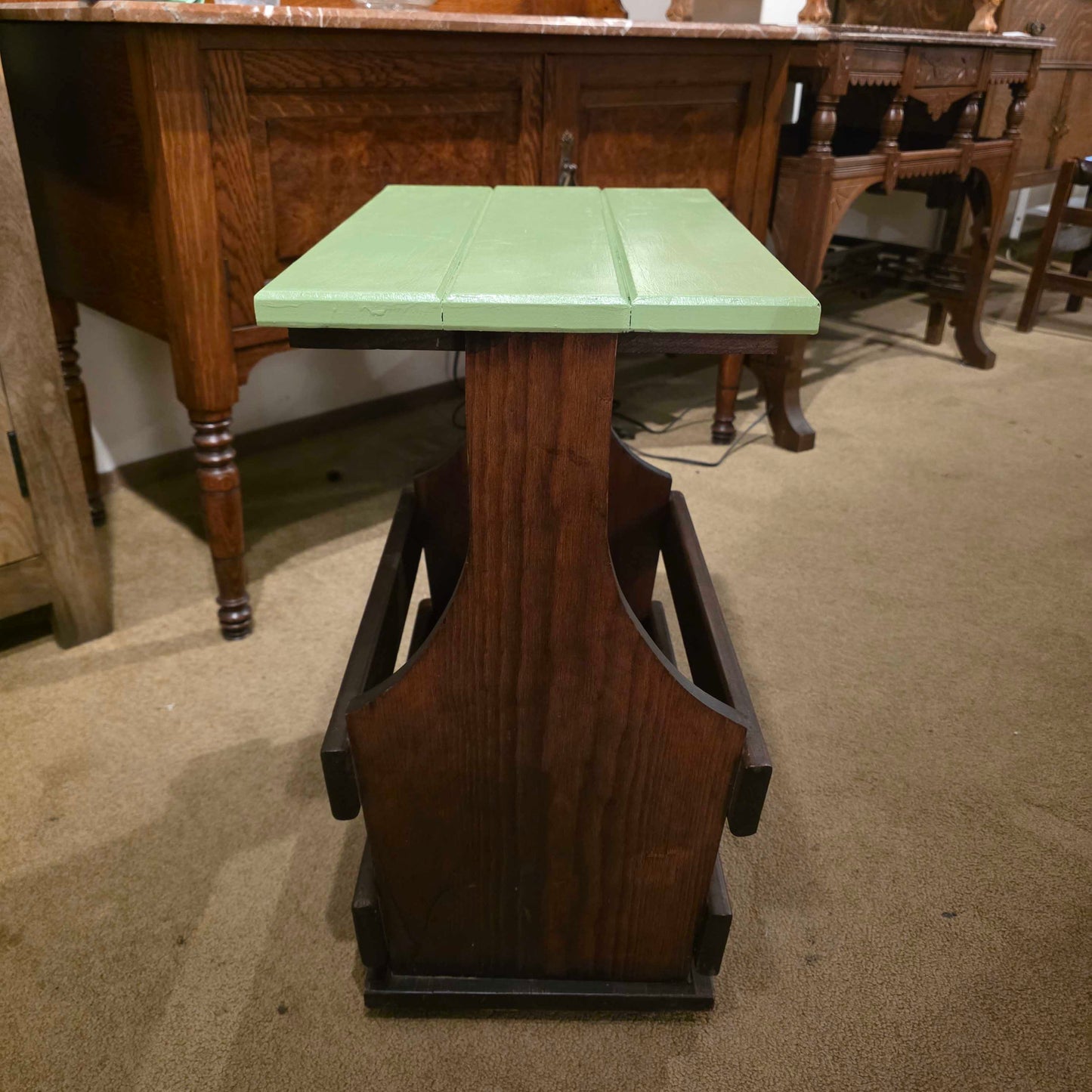 Small Wooden Magazine Table with Green Top