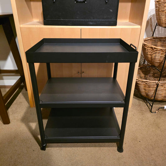 Black 3 Tier Cart/Table with Casters on One End