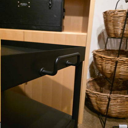 Black 3 Tier Cart/Table with Casters on One End