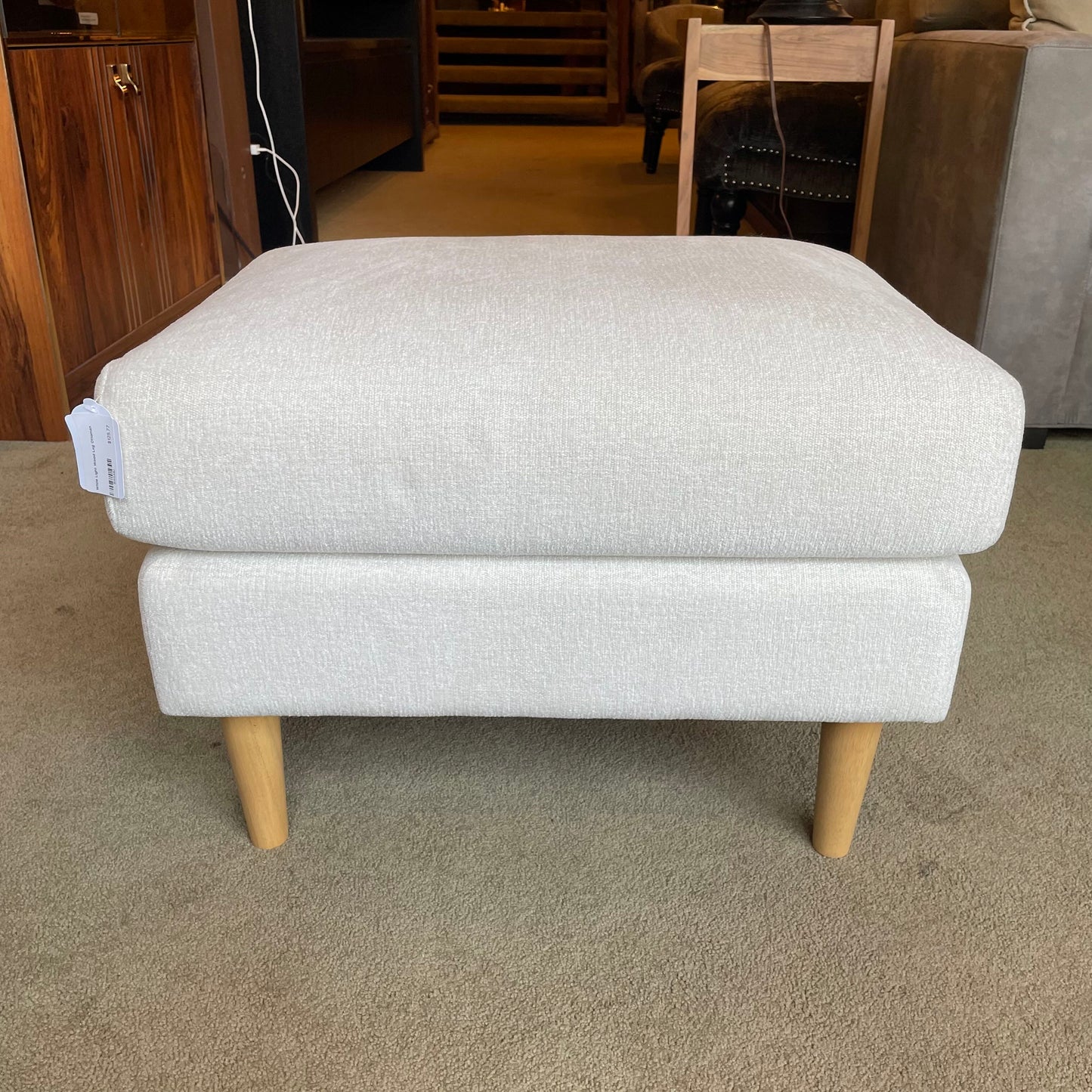 White Light Wood Leg Ottoman