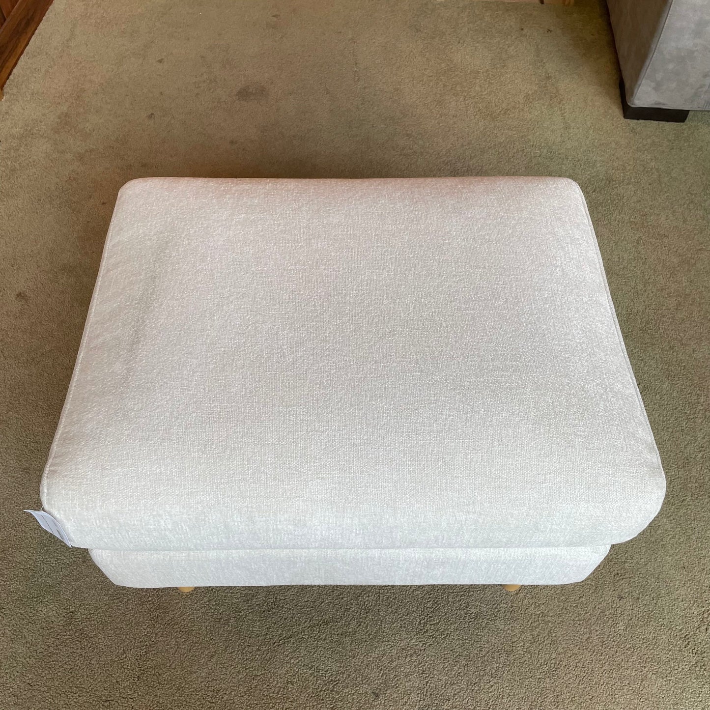 White Light Wood Leg Ottoman