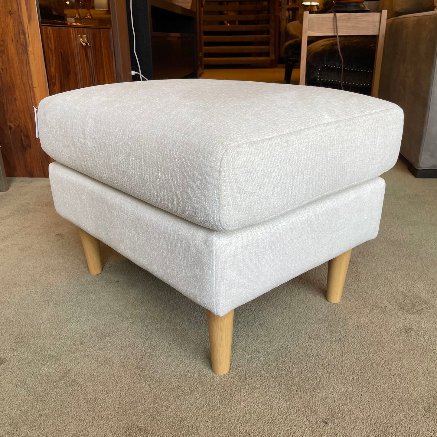 White Light Wood Leg Ottoman