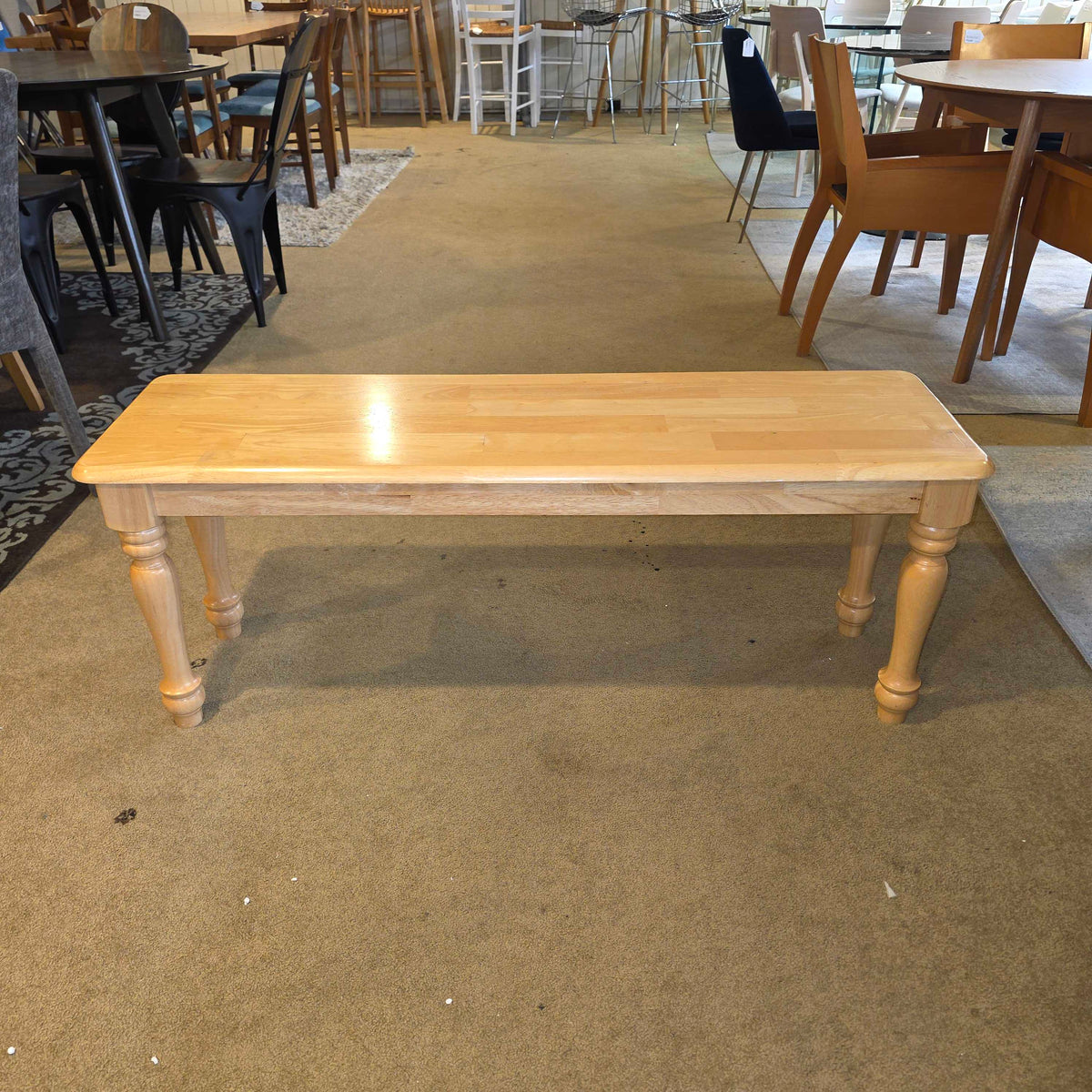 Blond Wood Turned Leg Bench