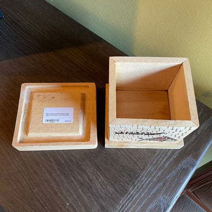 Blond Wood PNW Native Motif Box with Canoe and Whale
