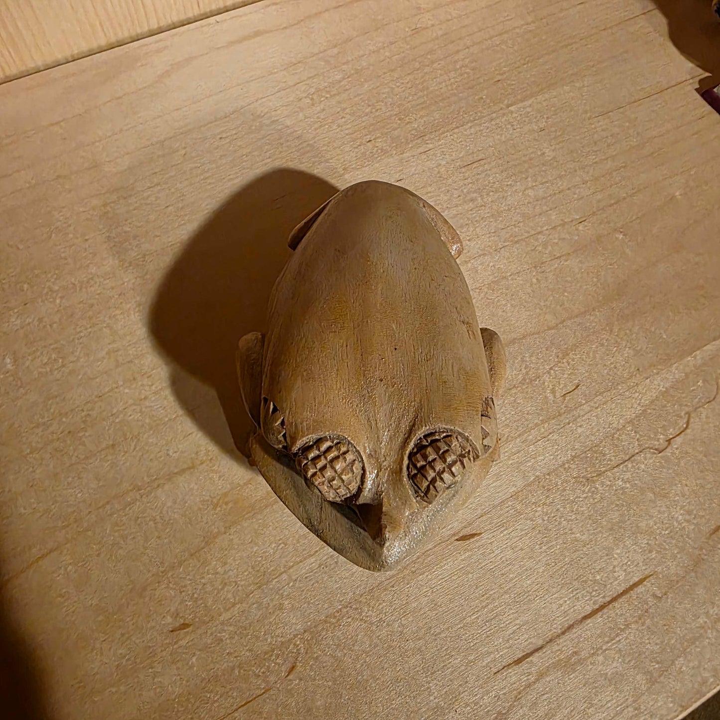 Squat Carved Toad with Horn Figure