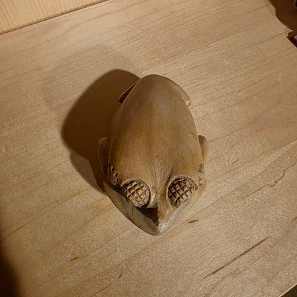 Squat Carved Toad with Horn Figure