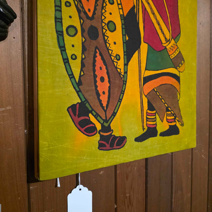 Colorful African Batik Cloth Painting of Maasai Family