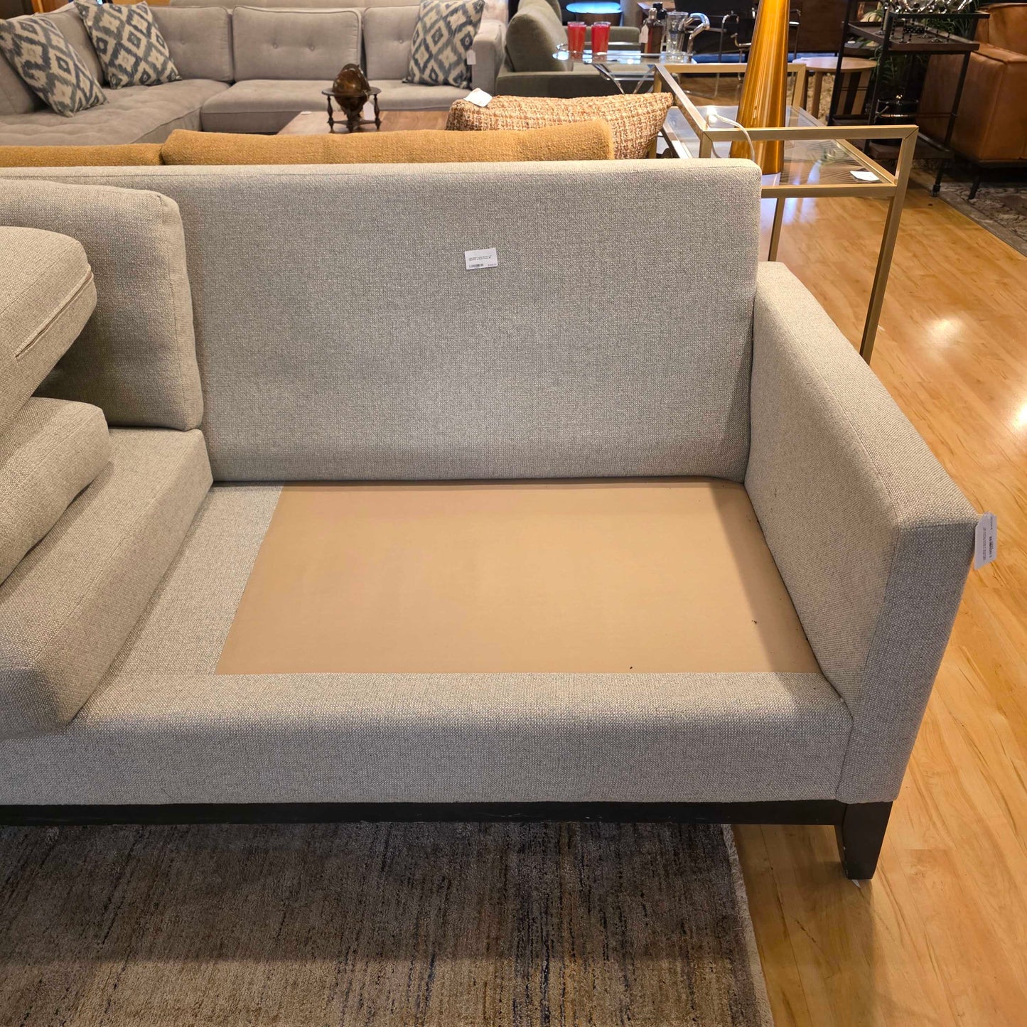 Light Blue Tufted Button LAF Sectional w Black Frame