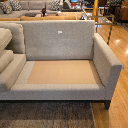 Light Blue Tufted Button LAF Sectional w Black Frame