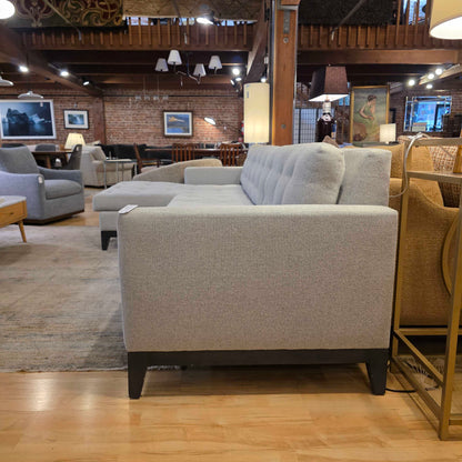 Light Blue Tufted Button LAF Sectional w Black Frame