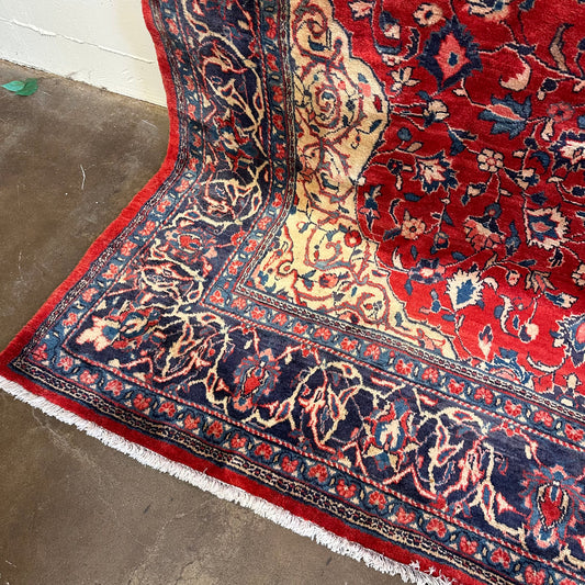 Large Vintage Red and Blue Persian Rug (7'9"x11'6") RUGS