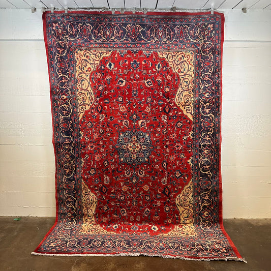 Large Vintage Red and Blue Persian Rug (7'9"x11'6") RUGS
