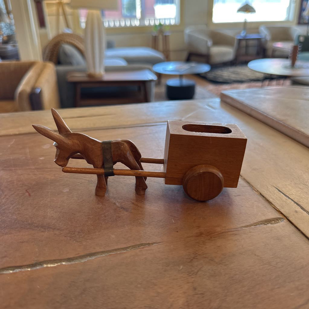 Vintage Wooden Donkey Match Holder