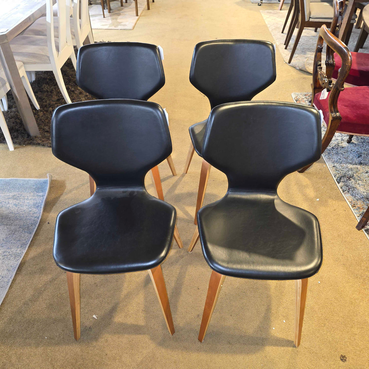 R&B Pike Black Seat Dining Chair SET of 4