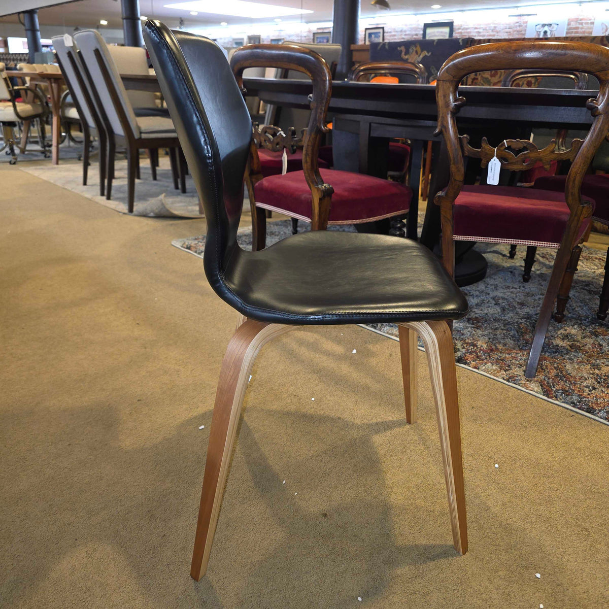 R&B Pike Black Seat Dining Chair SET of 4