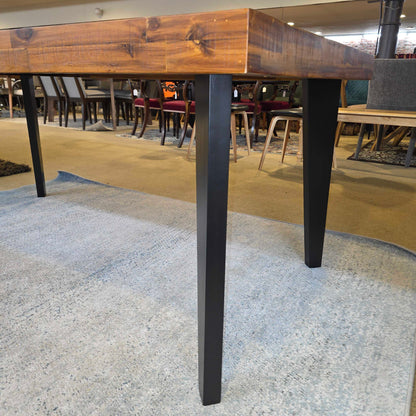 Rustic Parquet Wood Dining Table w/ Black Legs