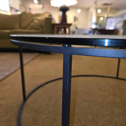 Room & Board Tyne Round Metal Frame Glass Top Coffee Table