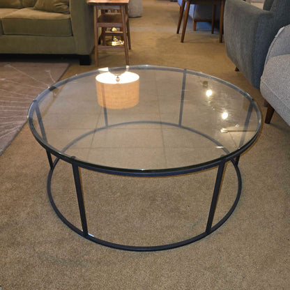 Room & Board Tyne Round Metal Frame Glass Top Coffee Table