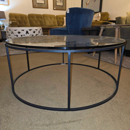 Room & Board Tyne Round Metal Frame Glass Top Coffee Table