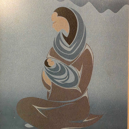 Mother with Baby in Blue Hues Art
