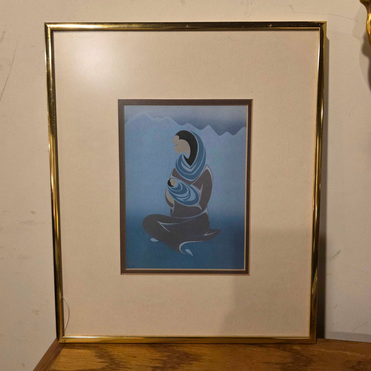Mother with Baby in Blue Hues Art
