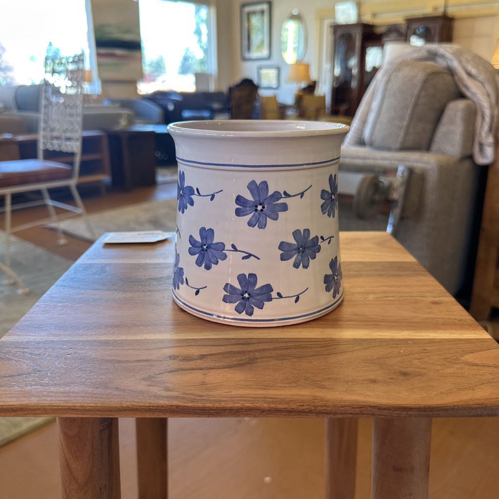 Painted Ceramic Vase w/ Flowers
