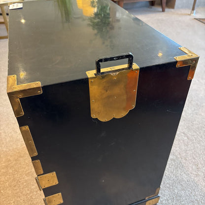 Antique Japanese Black Lacquered Tonsu Cabinet w/ Key