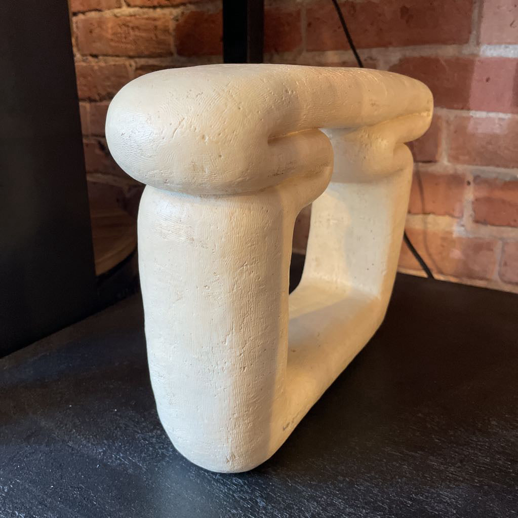 Abstract Off-White Curvy Sculpture with Open Center