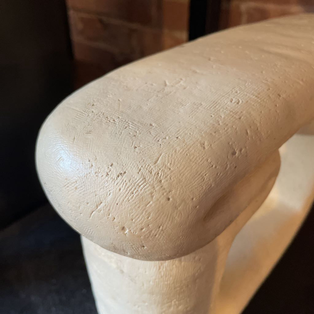 Abstract Off-White Curvy Sculpture with Open Center