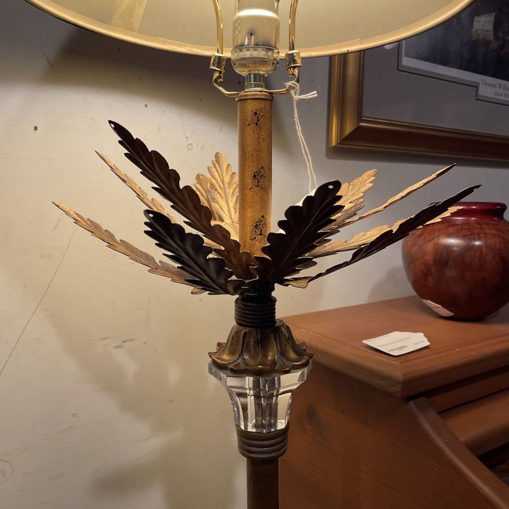 Metal Palm Fronds with Glass Detail Floor Lamp