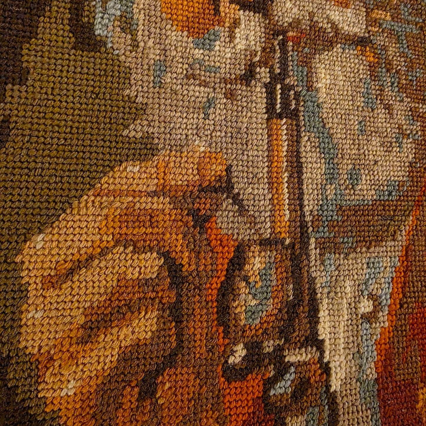 Needlepoint Old Gent with Pipe, Framed