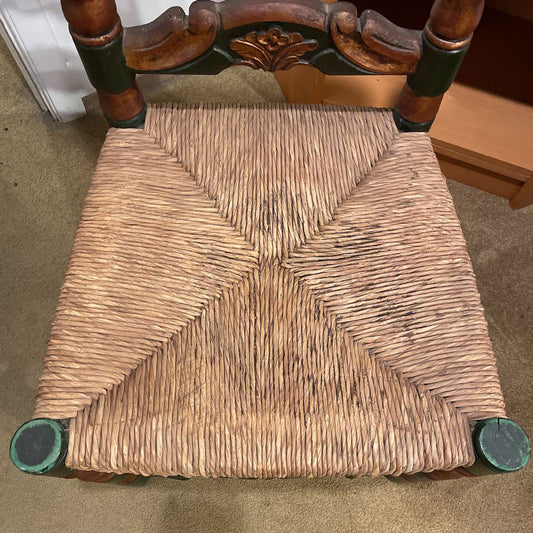 Woven Seat Chair with Fancy Wooden Back & Crest Design U ACCENT CHAIRS