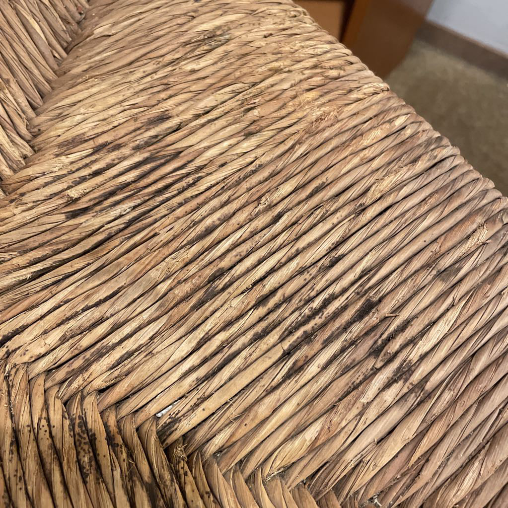 Woven Seat Chair with Fancy Wooden Back & Crest Design